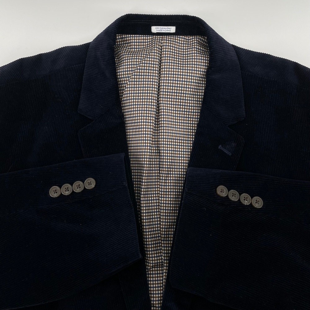 Saddlebred Heritage Corduroy Blazer Navy Blue Elbow Patches Men's Size 56R